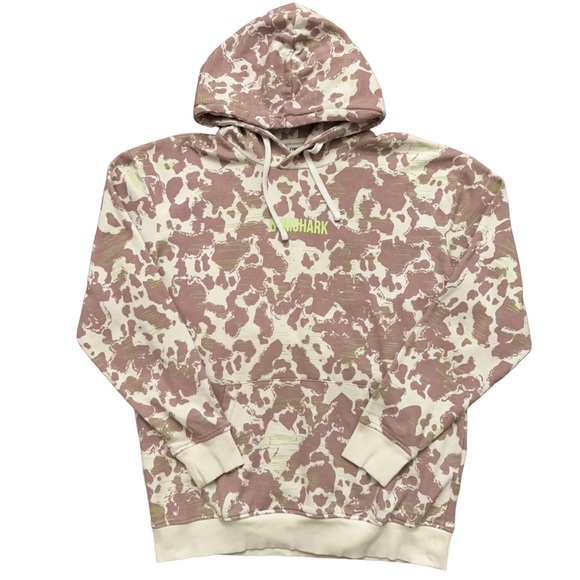 Gymshark Sweatshirt Womens M Oversized Pullover Hoodie Jacket Camo Print Pink - Picture 1 of 4
